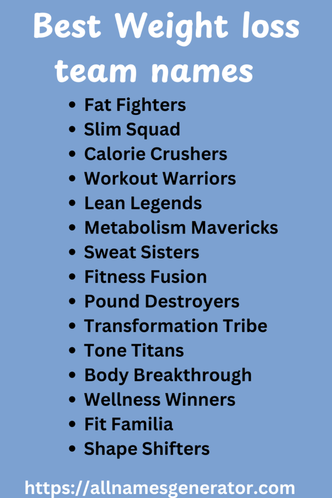 Best Weight loss team names infographic