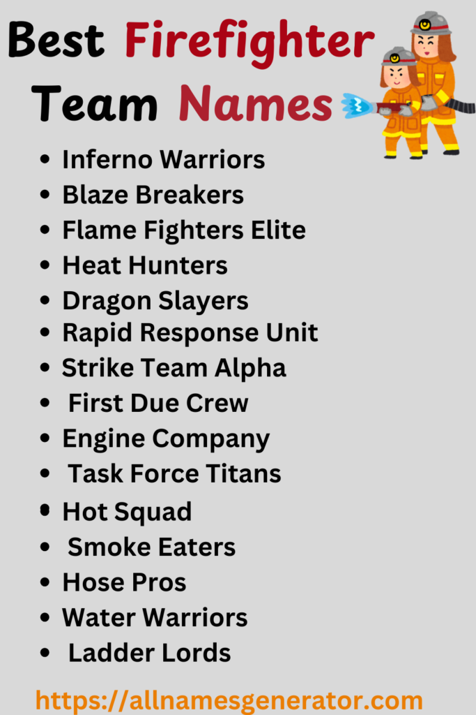 Firefighter Team Names infographic